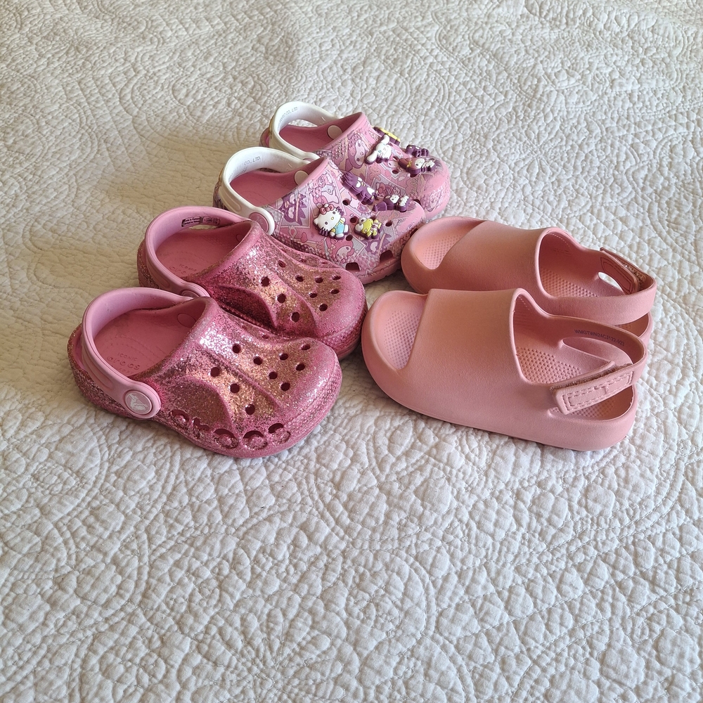Girls Pink Slip-On Sandals and Clogs - Pack of 3